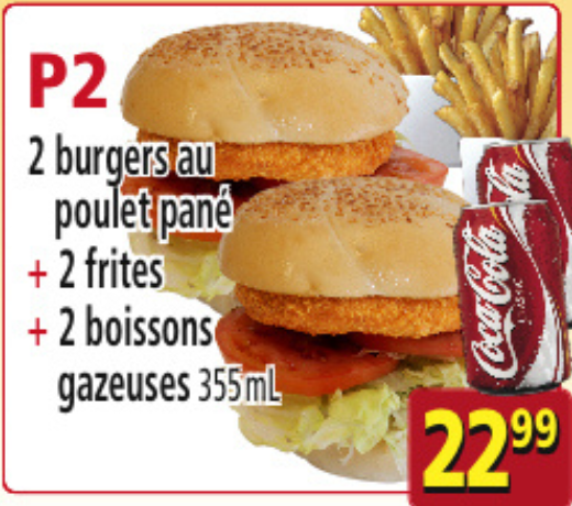 P2 2 burgers poulet pané