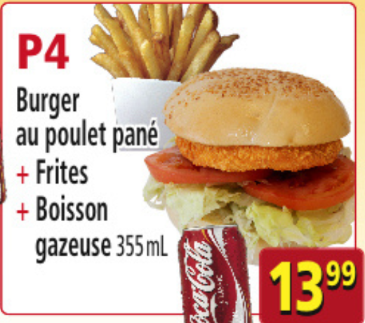 P4 Burger poulet pané