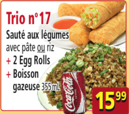 Trio n°17 Sauté de légumes + 2 egg rolls