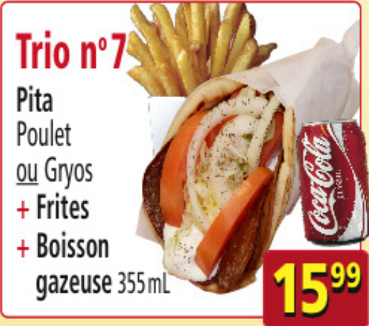 Trio n°7 Pita poulet ou gyros