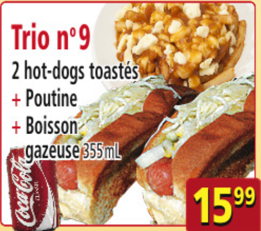 Trio n°9 2 hot-dogs + Poutine